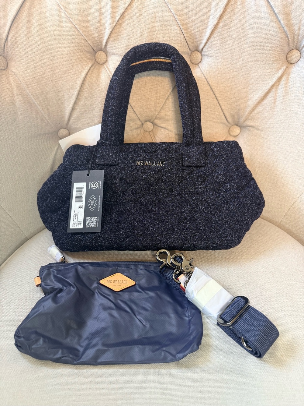 MZ Wallace Small Metro City Tote in Midnight Shimmer NEW